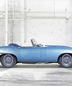 Blue Jaguar E Type Engine Paint By Numbers