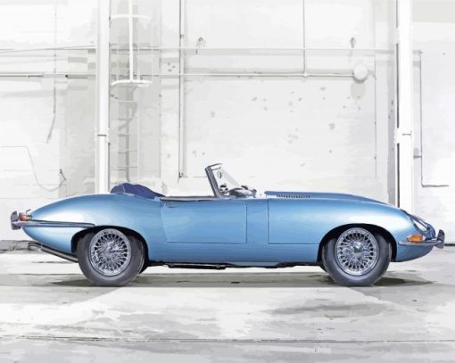 Blue Jaguar E Type Engine Paint By Numbers