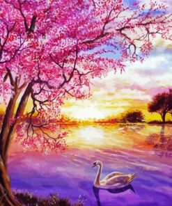 Cherry Tree And Swan Paint By Numbers