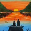 Father And Son Fishing Silhouette Art Paint By Numbers