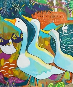 Geese In The Garden Art Paint By Numbers