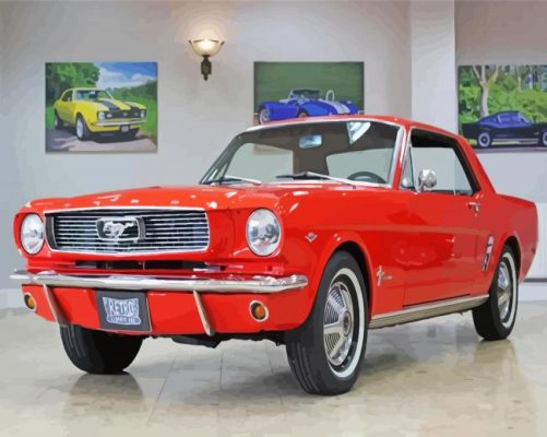 Red 1966 Ford Mustang Paint By Numbers