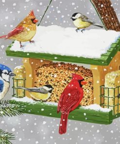 Snow Birdfeeder Paint By Numbers