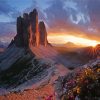 Tre Cime Di Lavaredo Mountains At Sunset Paint By Numbers