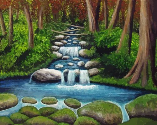 Waterfall River Nature Art Paint By Numbers