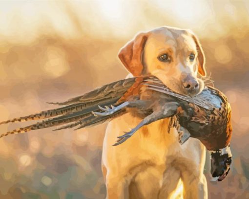 Pheasant Hunting With Puppy Paint By Numbers