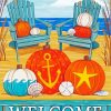 Beach And Pumpkins Poster Paint By Numbers