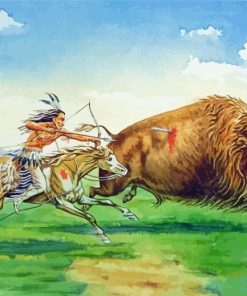 Buffalo And Indian Art Paint By Numbers