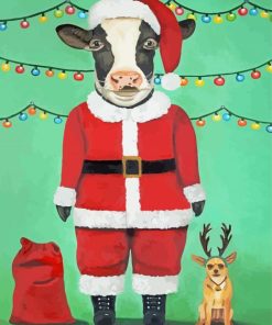 Christmas Cow Santa Paint By Numbers