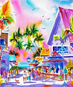 Colorful Fort Myers Beach Town Paint By Numbers