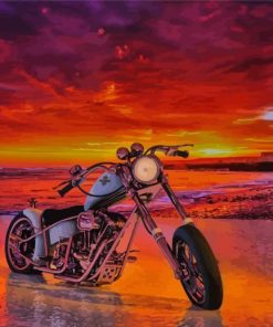 Pink Sunset Motorbike Paint By Numbers