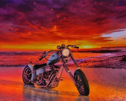 Pink Sunset Motorbike Paint By Numbers