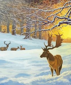 Winter Sunrise Deer Paint By Numbers