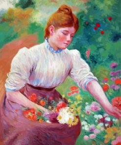 Vintage Lady Picking Flower Paint By Numbers