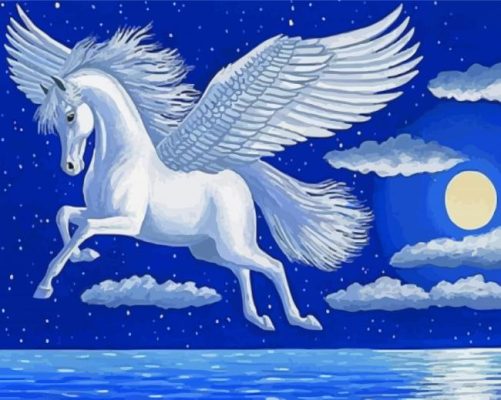 Flying White Horse Paint By Numbers