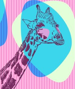 Pink And Blue Giraffe Paint By Numbers