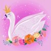 Pink Swan With Crown Paint By Numbers