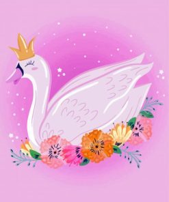 Pink Swan With Crown Paint By Numbers