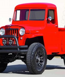 Red Willys Jeep Paint By Numbers