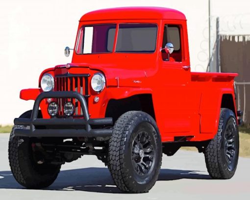 Red Willys Jeep Paint By Numbers