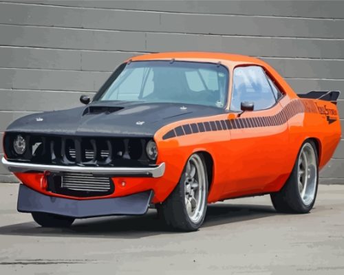 Black Orange Plymouth Cuda Paint By Numbers