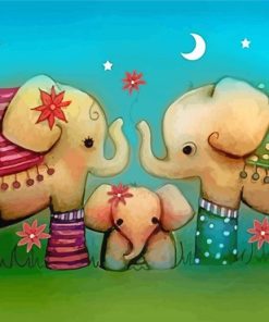 Cute Elephants Paint By Numbers