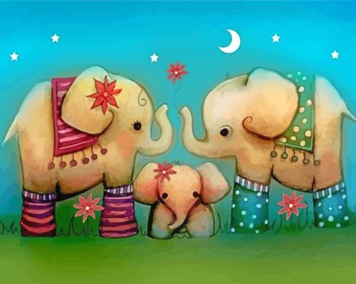 Cute Elephants Paint By Numbers