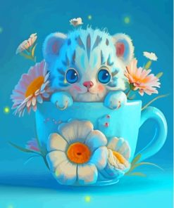 Cute Tiger In Mug Paint By Numbers