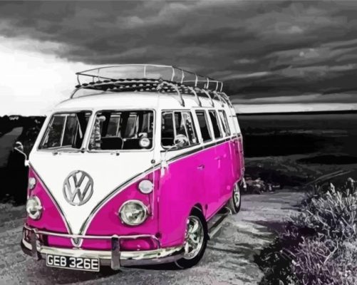 Purple VW Camper Van Paint By Numbers