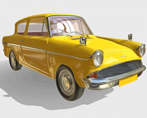 Yellow Ford Anglia Car Paint By Numbers