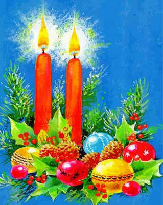 Christmas Candles Paint By Numbers